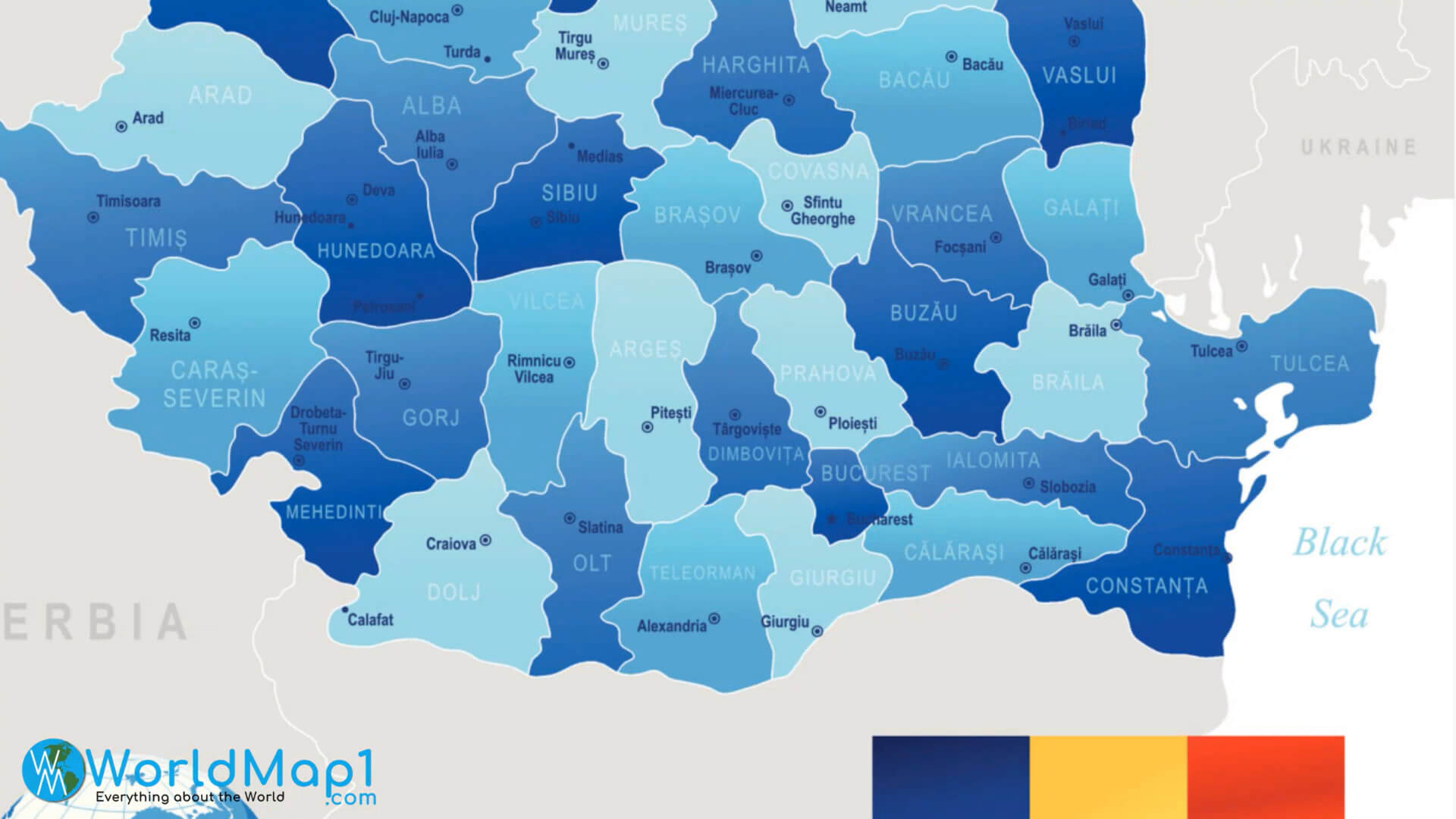 Karte der rumänischen Provinzen